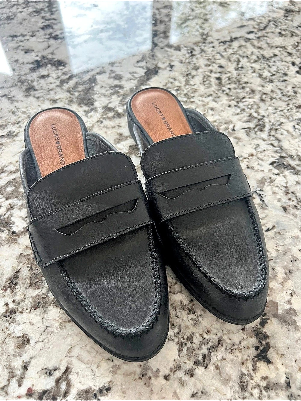 Lucky Brand Womens Loafer Mule Black Leather